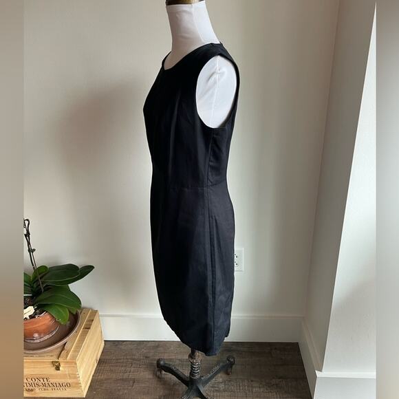 EMANUEL UNGARO BLACK LINNEN SLEEVELESS KNEE LENGTH DRESS SIZE 6 - Picture 4 of 5